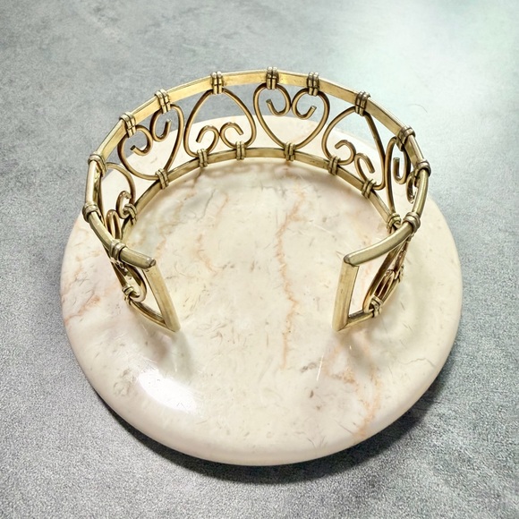 Vintage Krementz Gold Filled Open Heart Wide Cuff Bracelet with Scrollwork - Picture 3 of 5
